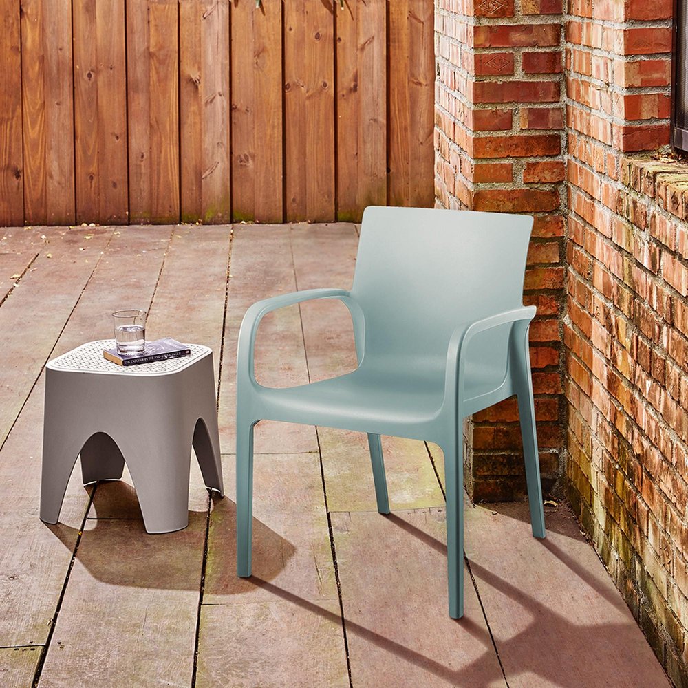 2-Piece Baby Blue Heavy-Duty Plastic Outdoor Patio Stacking Dining Chair Set