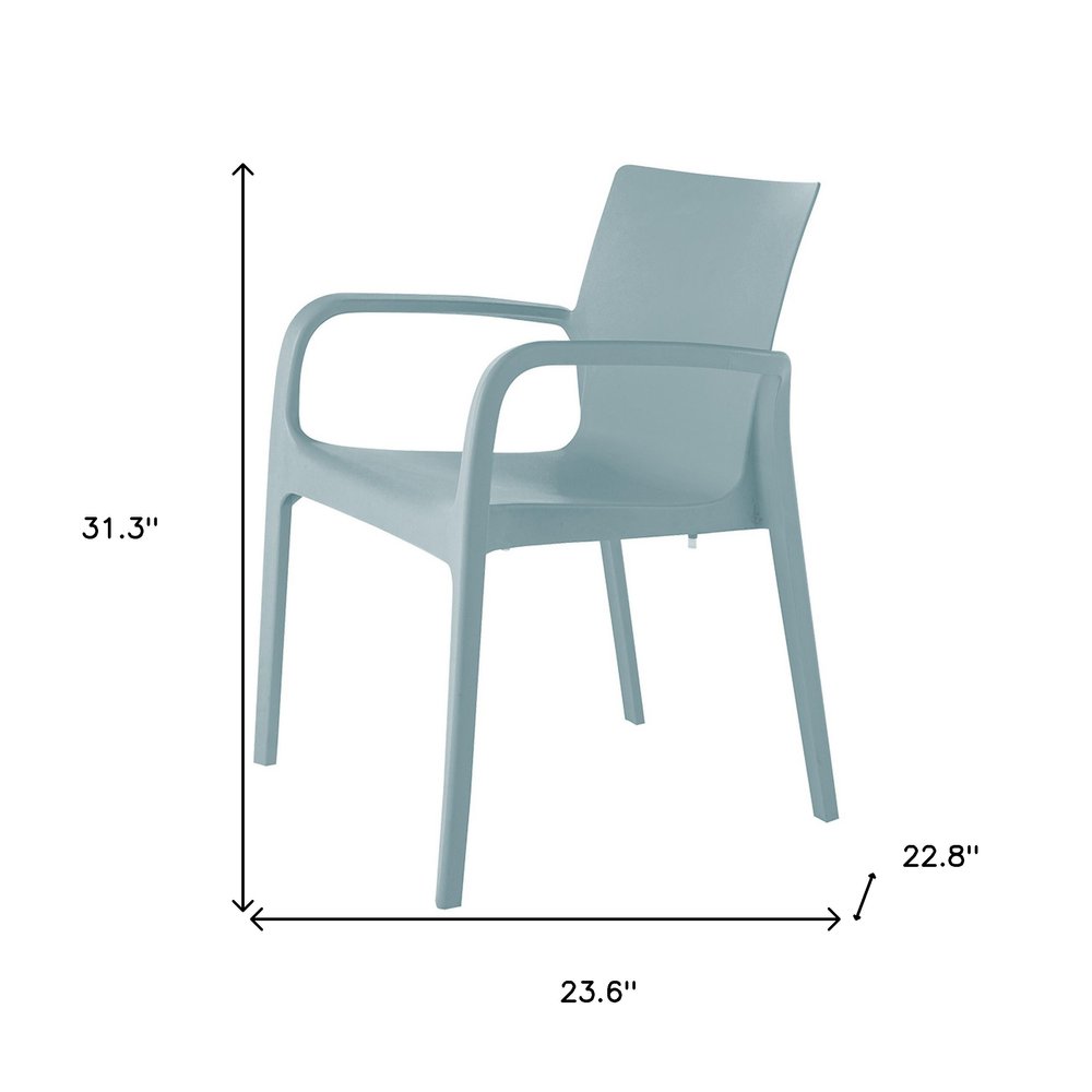 2-Piece Baby Blue Heavy-Duty Plastic Outdoor Patio Stacking Dining Chair Set