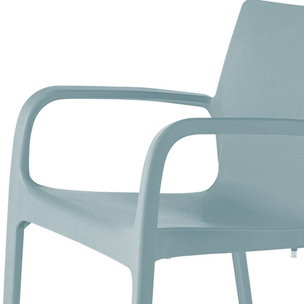 2-Piece Baby Blue Heavy-Duty Plastic Outdoor Patio Stacking Dining Chair Set