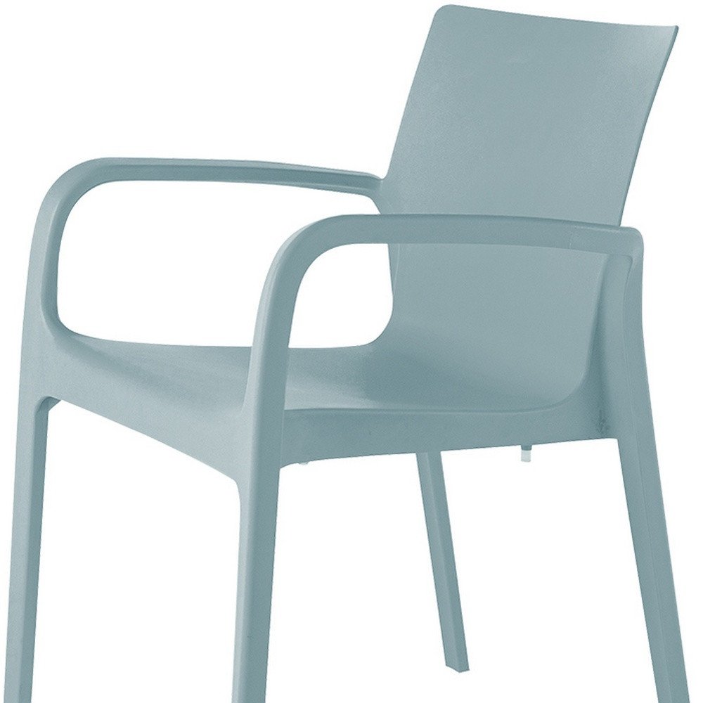 2-Piece Baby Blue Heavy-Duty Plastic Outdoor Patio Stacking Dining Chair Set