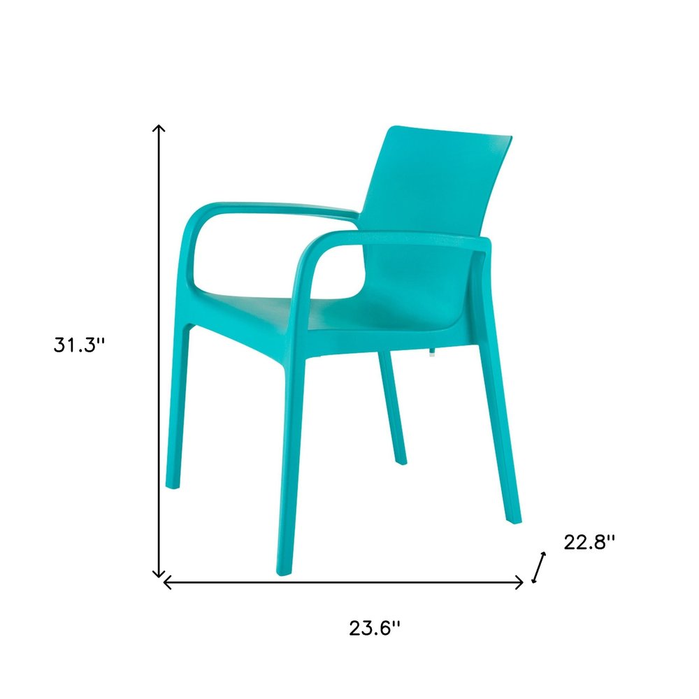 2-Piece Turquoise Heavy-Duty Plastic Outdoor Patio Stacking Dining Chair Set