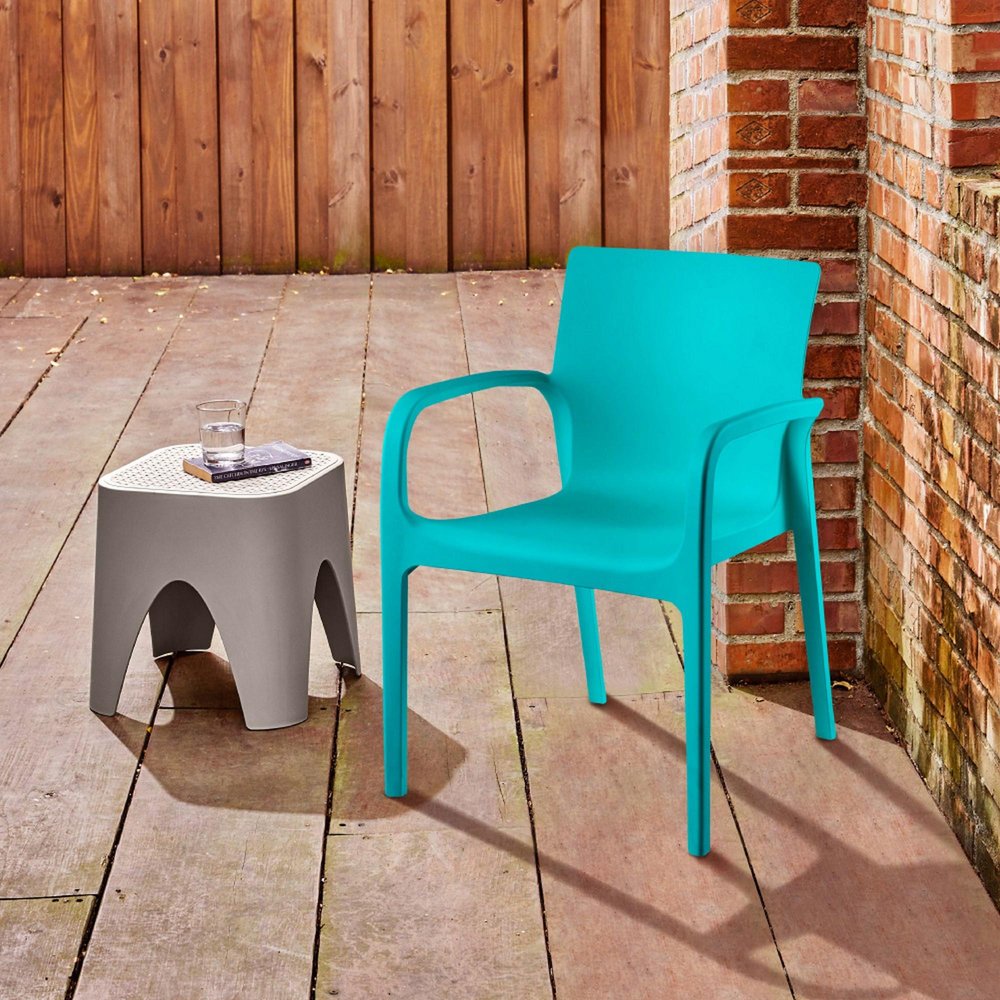 2-Piece Turquoise Heavy-Duty Plastic Outdoor Patio Stacking Dining Chair Set