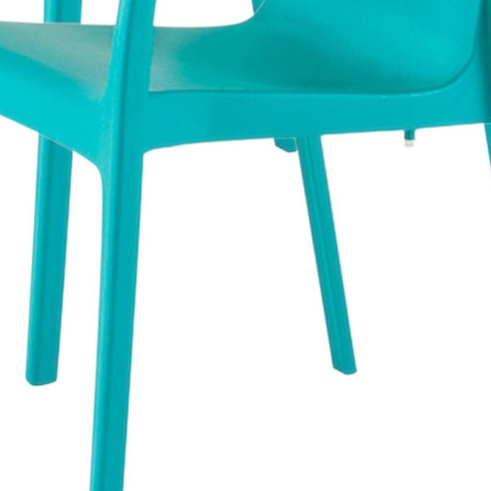 2-Piece Turquoise Heavy-Duty Plastic Outdoor Patio Stacking Dining Chair Set