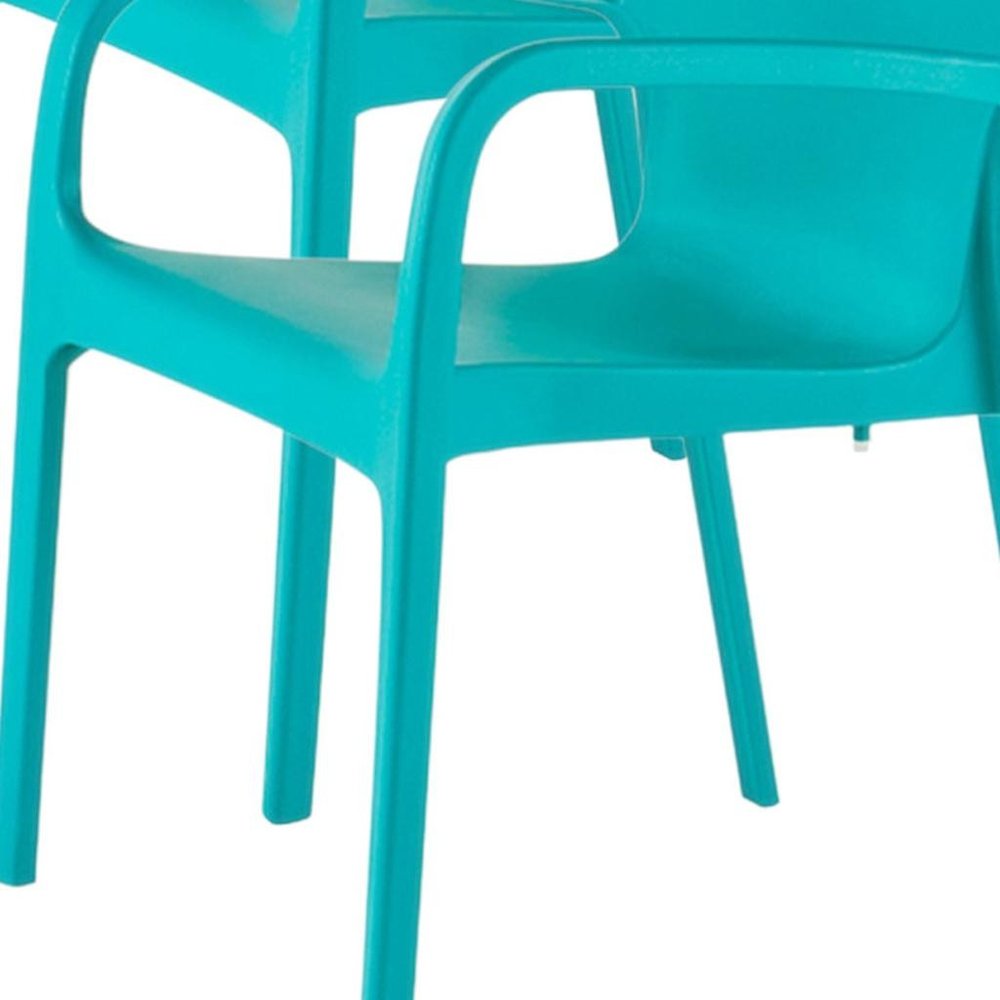 2-Piece Turquoise Heavy-Duty Plastic Outdoor Patio Stacking Dining Chair Set