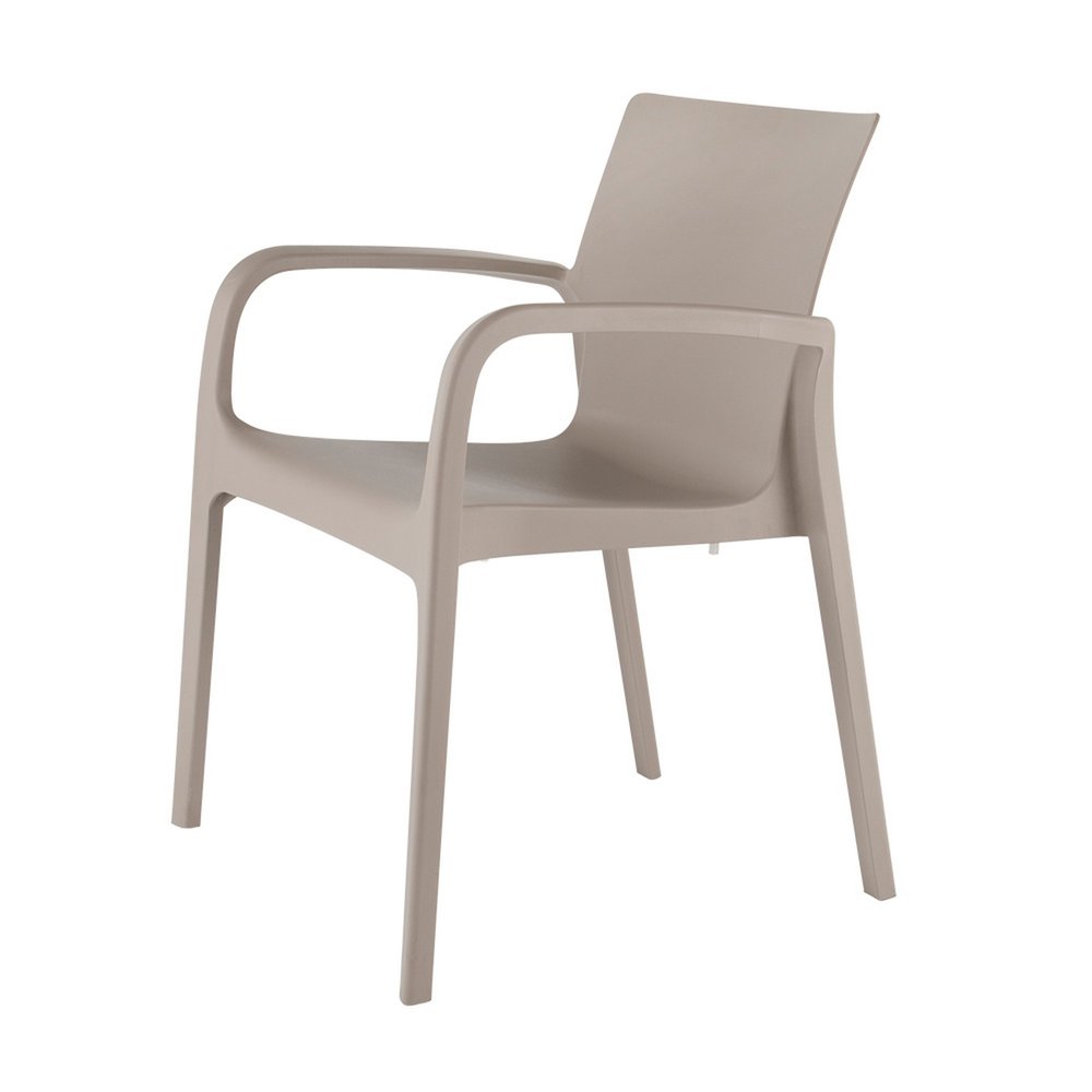 2-Piece Taupe Heavy-Duty Plastic Outdoor Patio Stacking Dining Chair Set