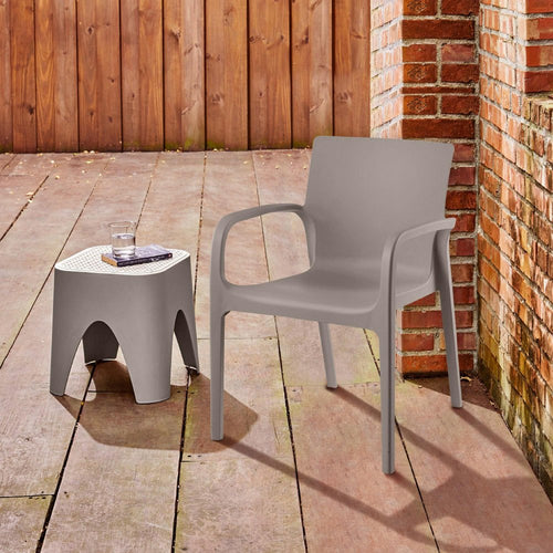 2-Piece Taupe Heavy-Duty Plastic Outdoor Patio Stacking Dining Chair Set