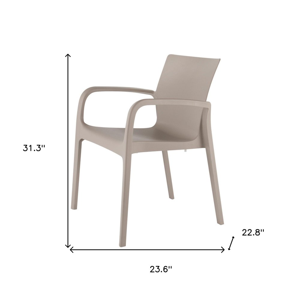 2-Piece Taupe Heavy-Duty Plastic Outdoor Patio Stacking Dining Chair Set