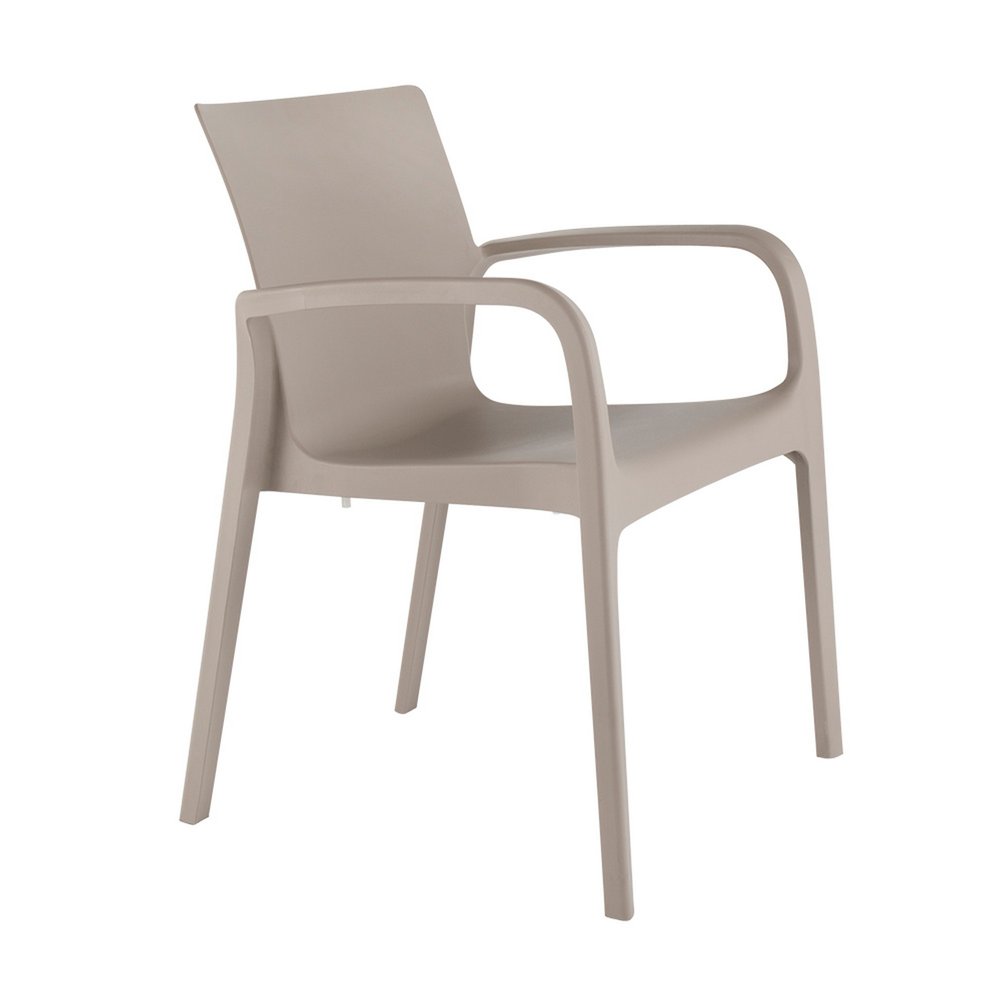 2-Piece Taupe Heavy-Duty Plastic Outdoor Patio Stacking Dining Chair Set
