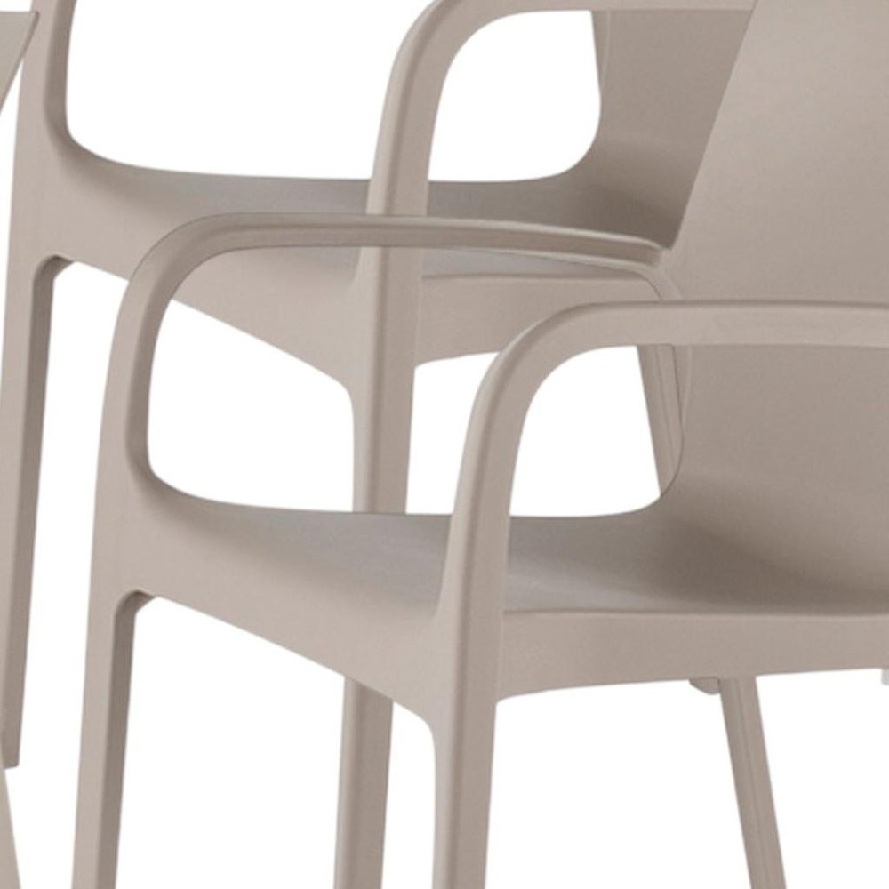2-Piece Taupe Heavy-Duty Plastic Outdoor Patio Stacking Dining Chair Set