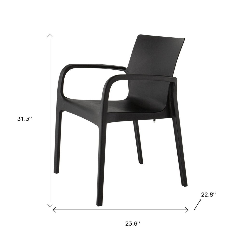 2-Piece Black Heavy-Duty Plastic Outdoor Patio Stacking Dining Chair Set