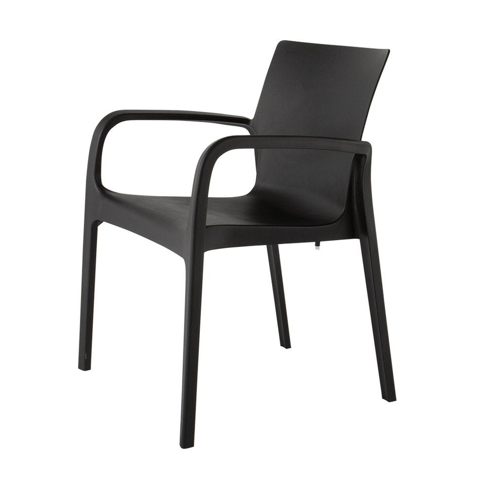 2-Piece Black Heavy-Duty Plastic Outdoor Patio Stacking Dining Chair Set