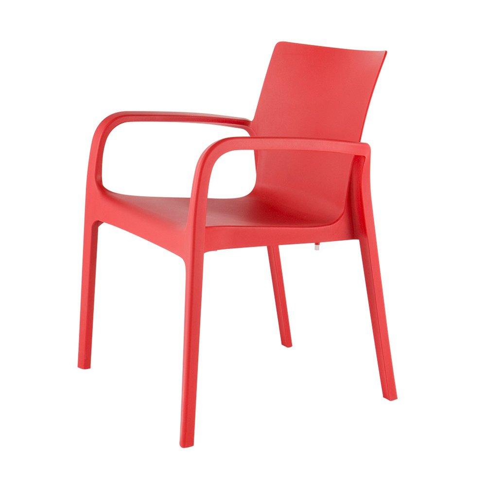 2-Piece Red Heavy-Duty Plastic Outdoor Patio Stacking Dining Chair Set