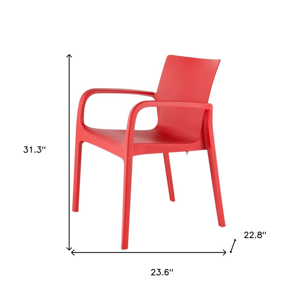 2-Piece Red Heavy-Duty Plastic Outdoor Patio Stacking Dining Chair Set