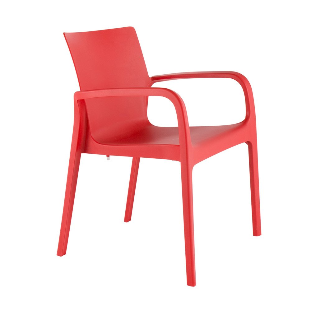 2-Piece Red Heavy-Duty Plastic Outdoor Patio Stacking Dining Chair Set