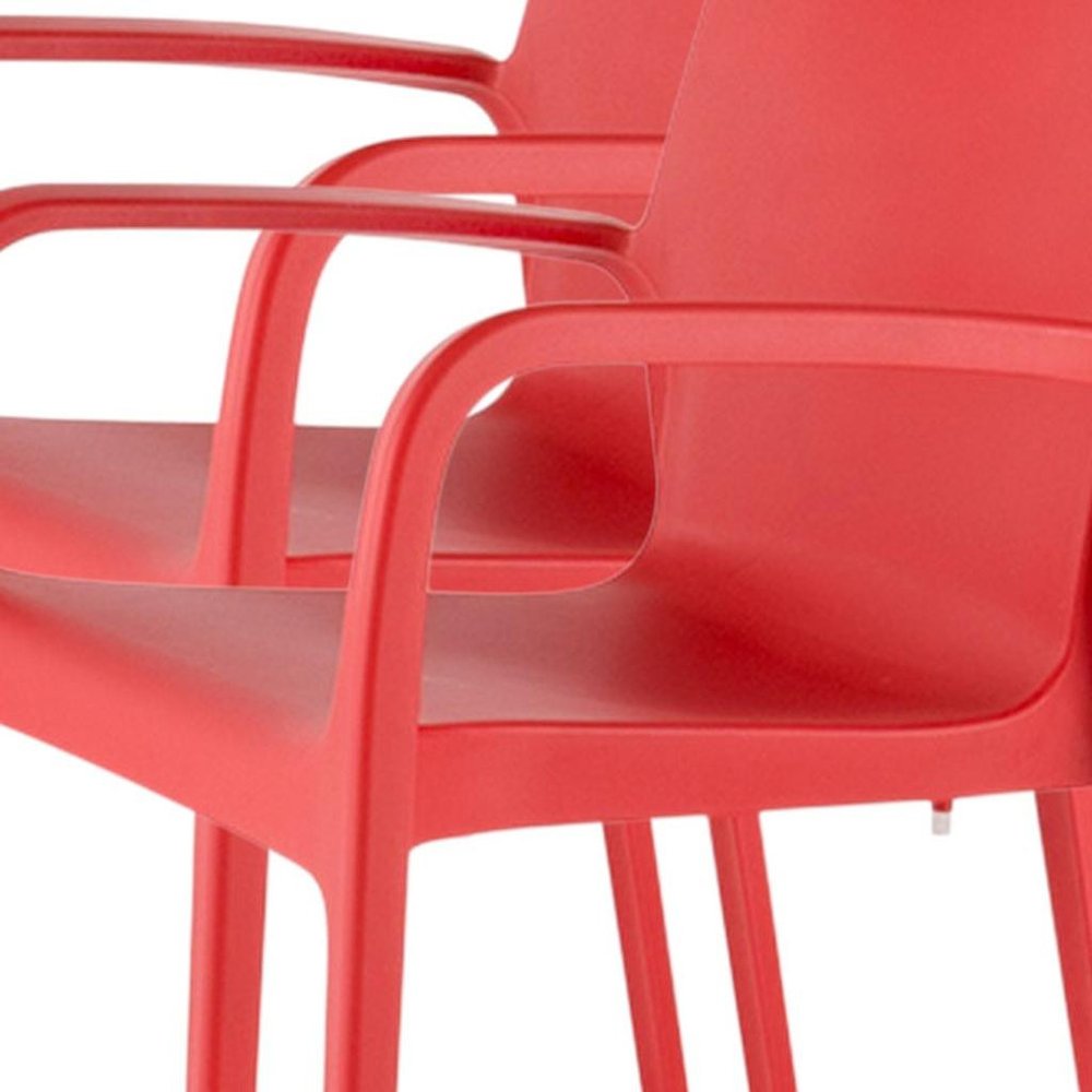 2-Piece Red Heavy-Duty Plastic Outdoor Patio Stacking Dining Chair Set