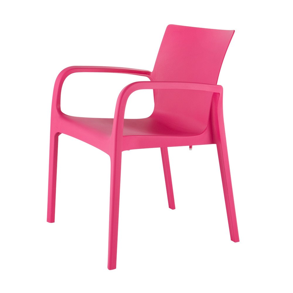 2-Piece Fuchsia Heavy-Duty Plastic Outdoor Patio Stacking Dining Chair Set