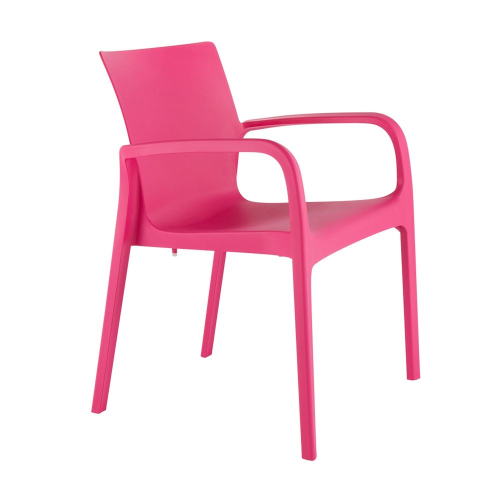 2-Piece Fuchsia Heavy-Duty Plastic Outdoor Patio Stacking Dining Chair Set