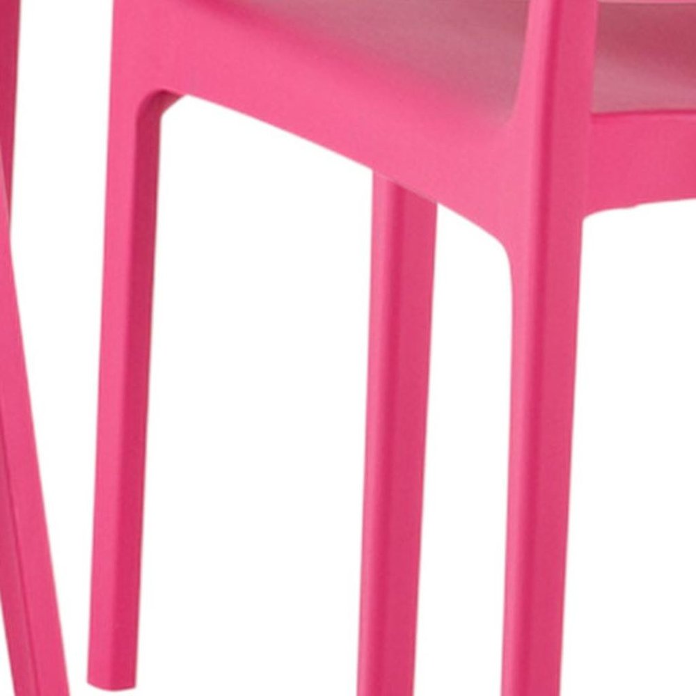 2-Piece Fuchsia Heavy-Duty Plastic Outdoor Patio Stacking Dining Chair Set