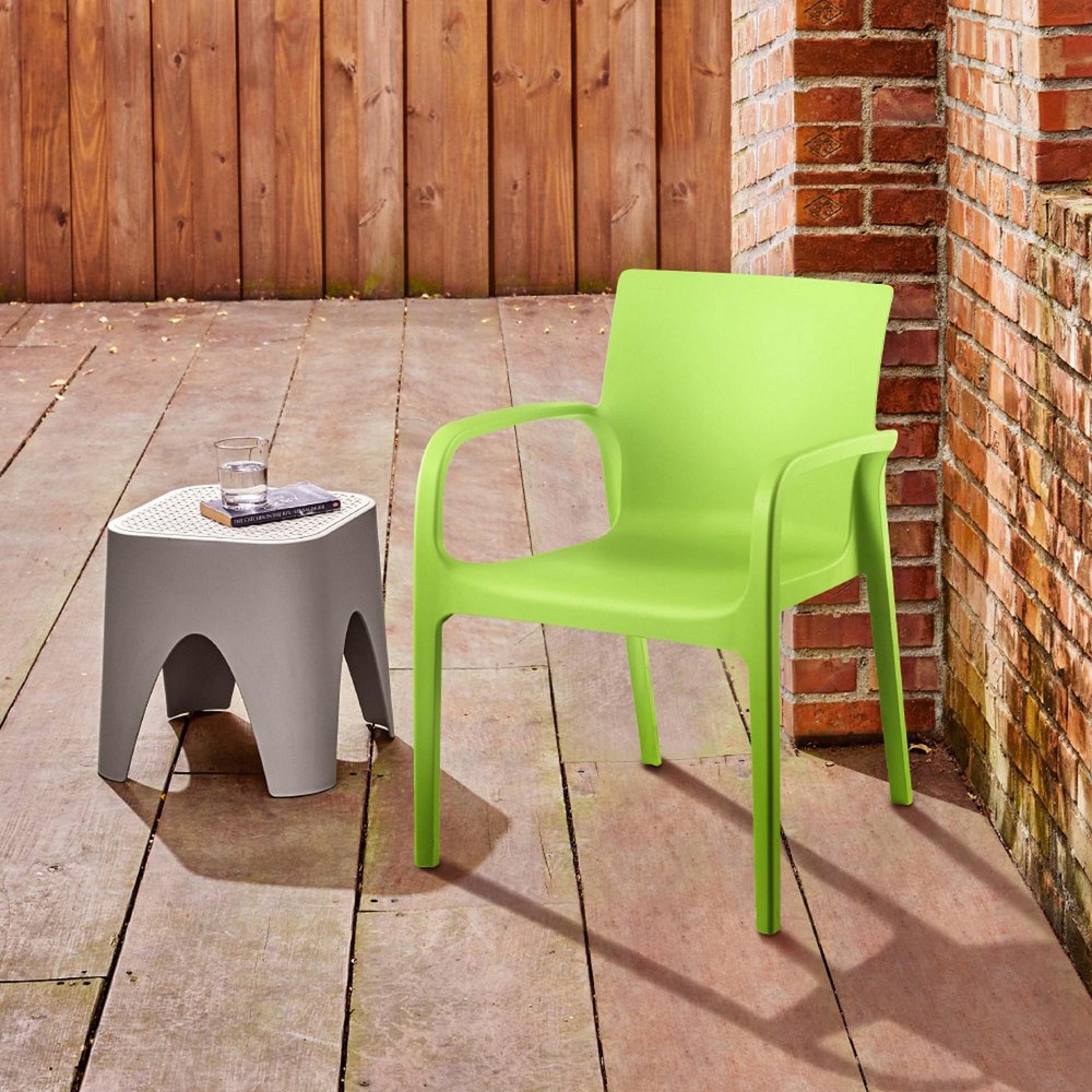 2-Piece Green Heavy-Duty Plastic Outdoor Patio Stacking Dining Chair Set