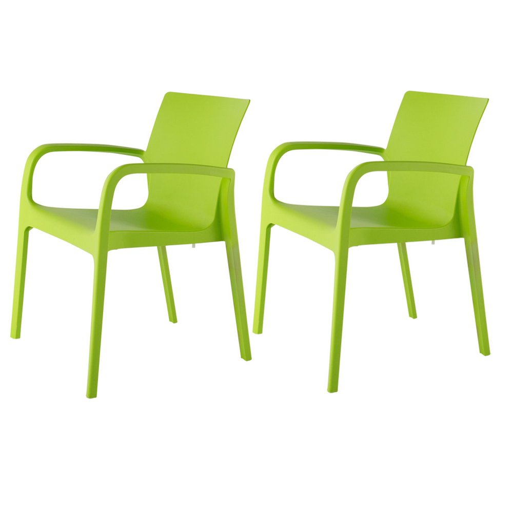 2-Piece Green Heavy-Duty Plastic Outdoor Patio Stacking Dining Chair Set