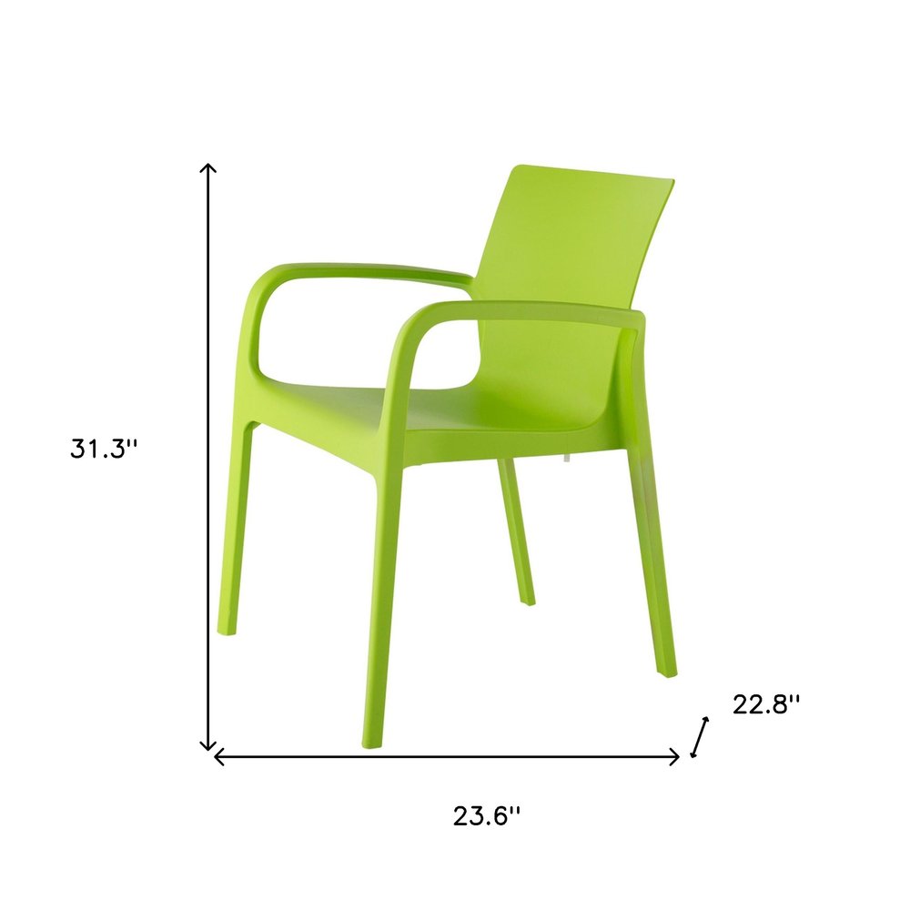 2-Piece Green Heavy-Duty Plastic Outdoor Patio Stacking Dining Chair Set