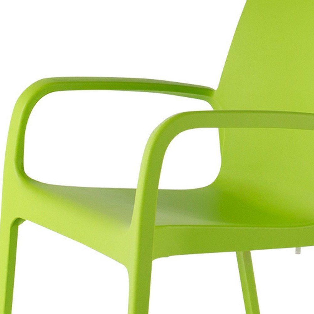 2-Piece Green Heavy-Duty Plastic Outdoor Patio Stacking Dining Chair Set