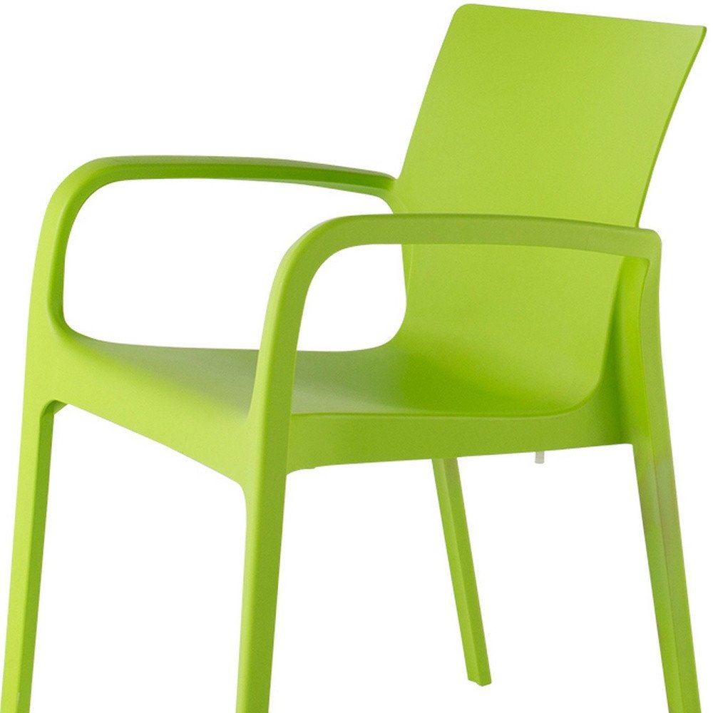 2-Piece Green Heavy-Duty Plastic Outdoor Patio Stacking Dining Chair Set