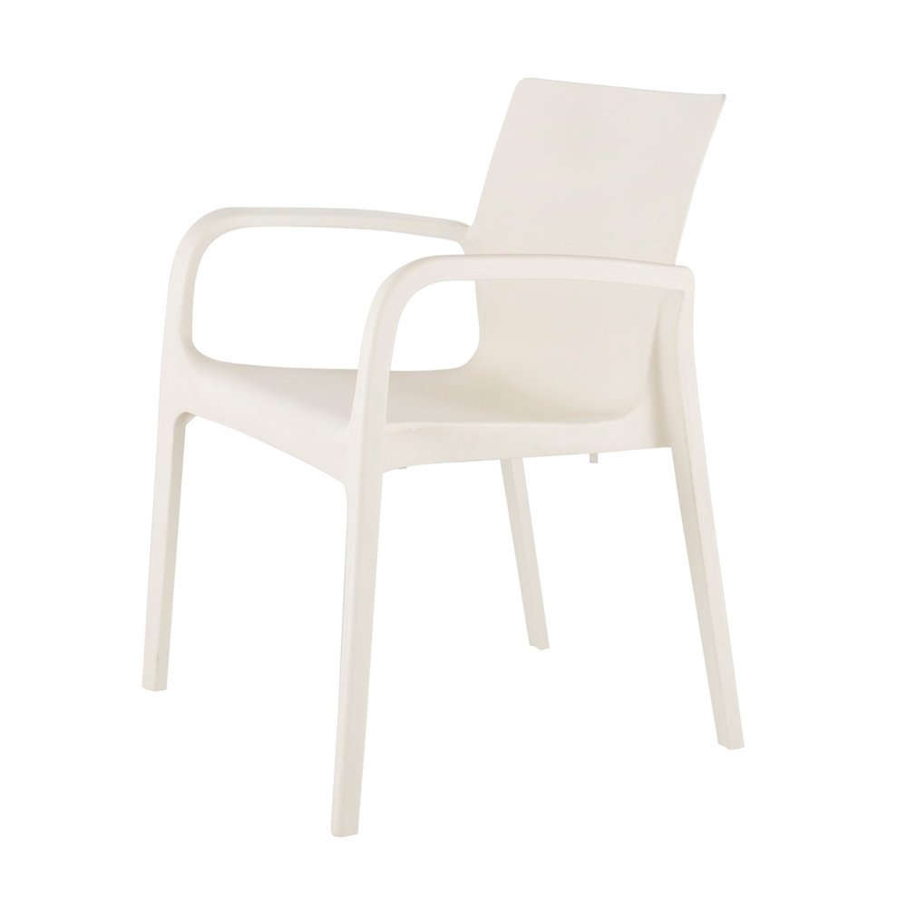 2-Piece White Heavy-Duty Plastic Outdoor Patio Stacking Dining Chair Set