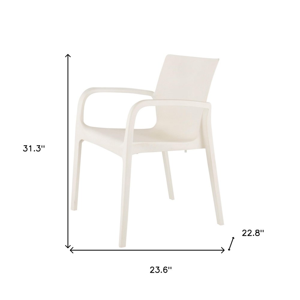 2-Piece White Heavy-Duty Plastic Outdoor Patio Stacking Dining Chair Set
