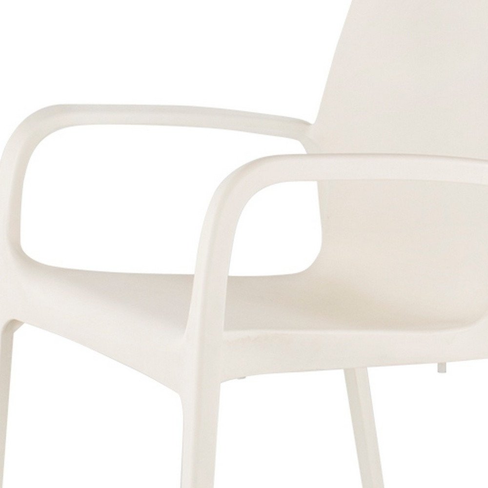 2-Piece White Heavy-Duty Plastic Outdoor Patio Stacking Dining Chair Set