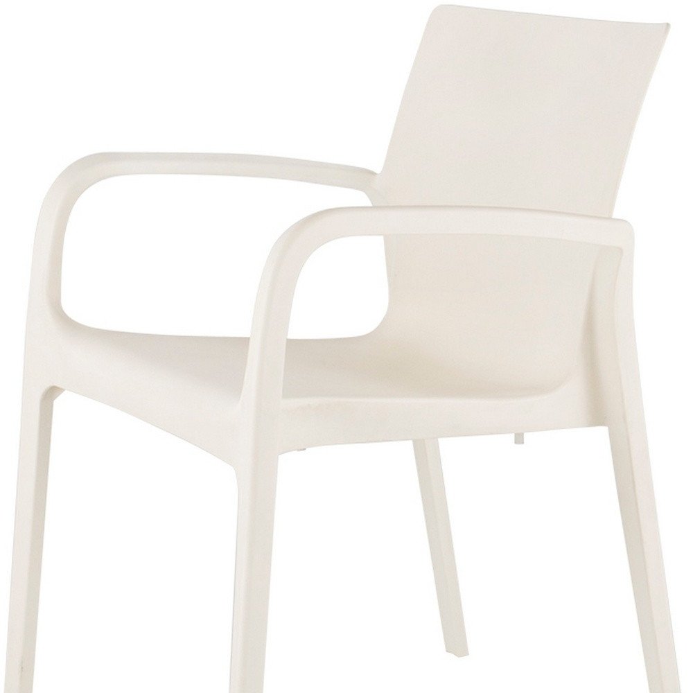 2-Piece White Heavy-Duty Plastic Outdoor Patio Stacking Dining Chair Set