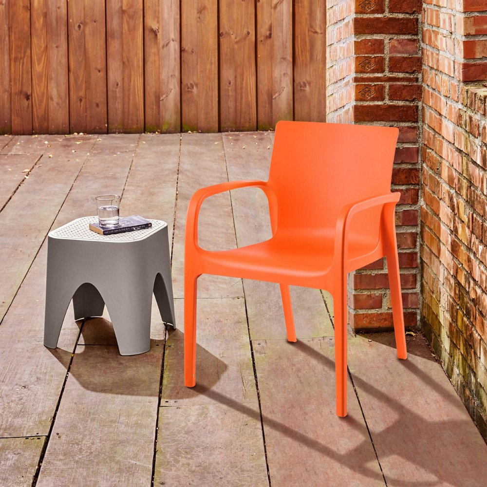 2-Piece Orange Heavy-Duty Plastic Outdoor Patio Stacking Dining Chair Set