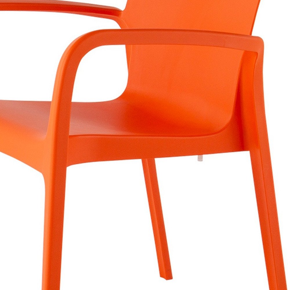 2-Piece Orange Heavy-Duty Plastic Outdoor Patio Stacking Dining Chair Set