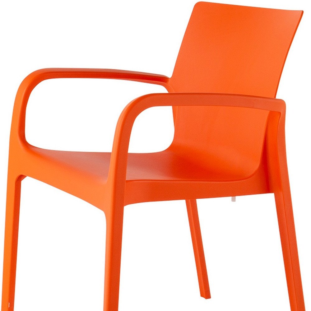 2-Piece Orange Heavy-Duty Plastic Outdoor Patio Stacking Dining Chair Set