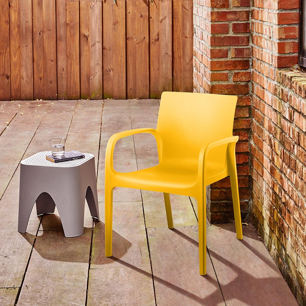 2-Piece Gold Heavy-Duty Plastic Outdoor Patio Stacking Dining Chair Set