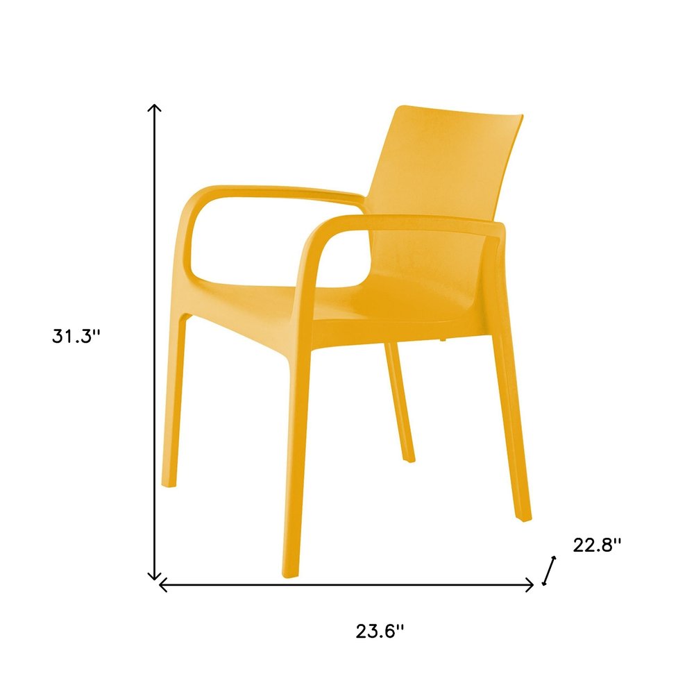 2-Piece Gold Heavy-Duty Plastic Outdoor Patio Stacking Dining Chair Set