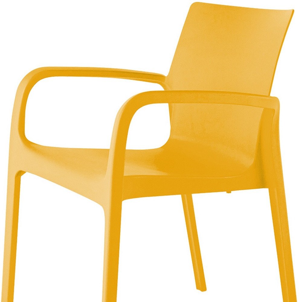 2-Piece Gold Heavy-Duty Plastic Outdoor Patio Stacking Dining Chair Set