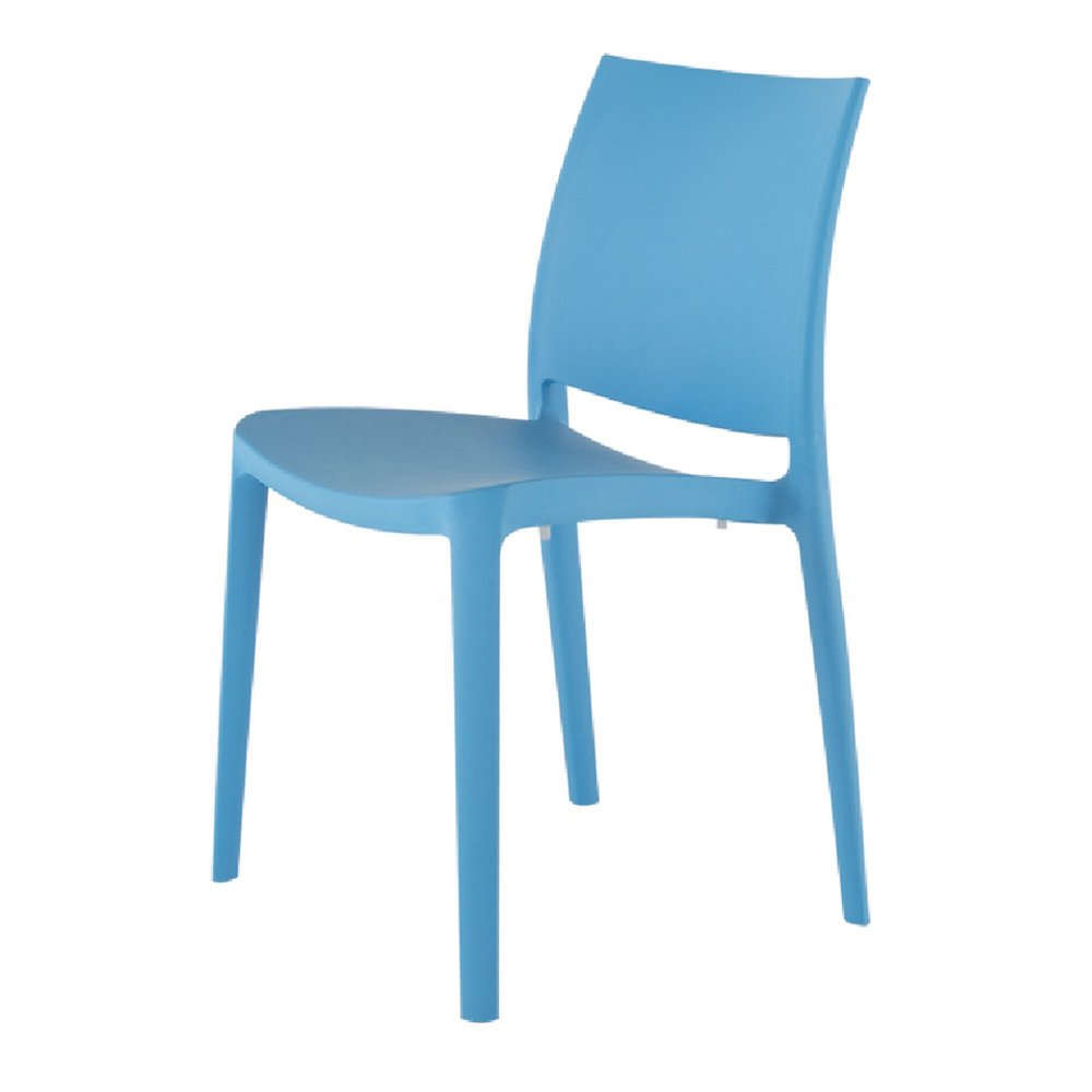 4-Piece Blue Heavy-Duty Plastic Outdoor Patio Stacking Dining Chair Set