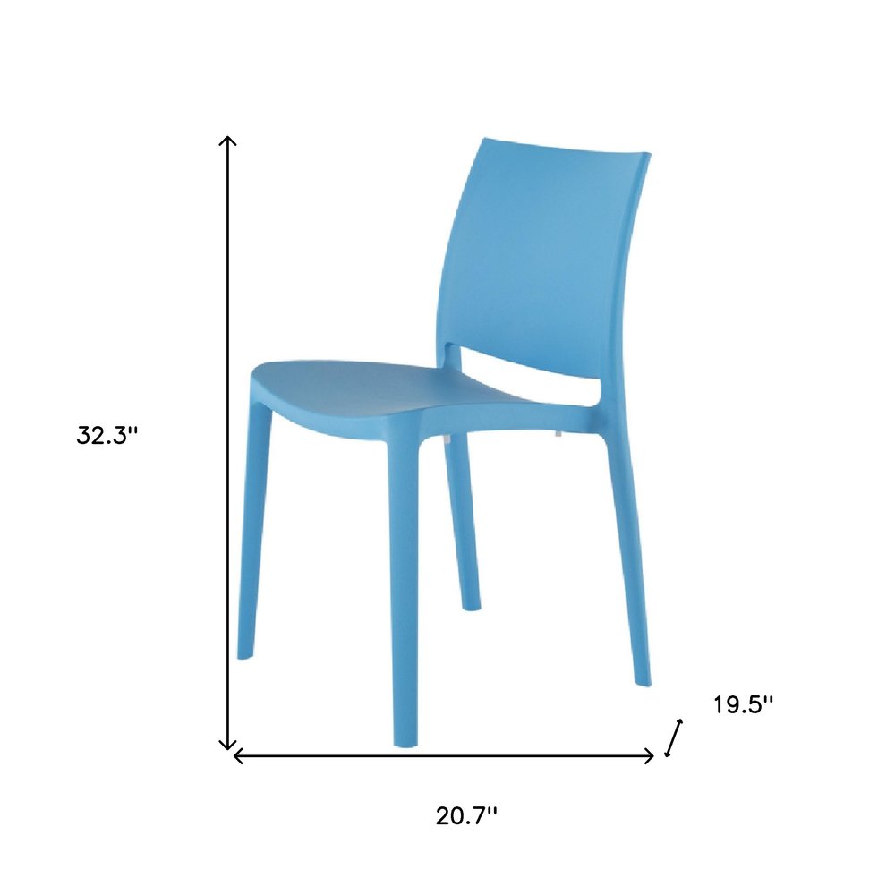 4-Piece Blue Heavy-Duty Plastic Outdoor Patio Stacking Dining Chair Set