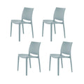 4-Piece Baby Blue Heavy-Duty Plastic Outdoor Patio Stacking Dining Chair Set