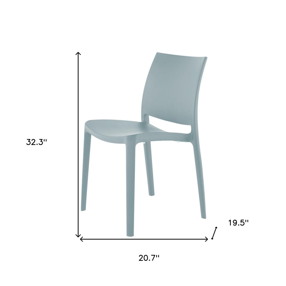 4-Piece Baby Blue Heavy-Duty Plastic Outdoor Patio Stacking Dining Chair Set