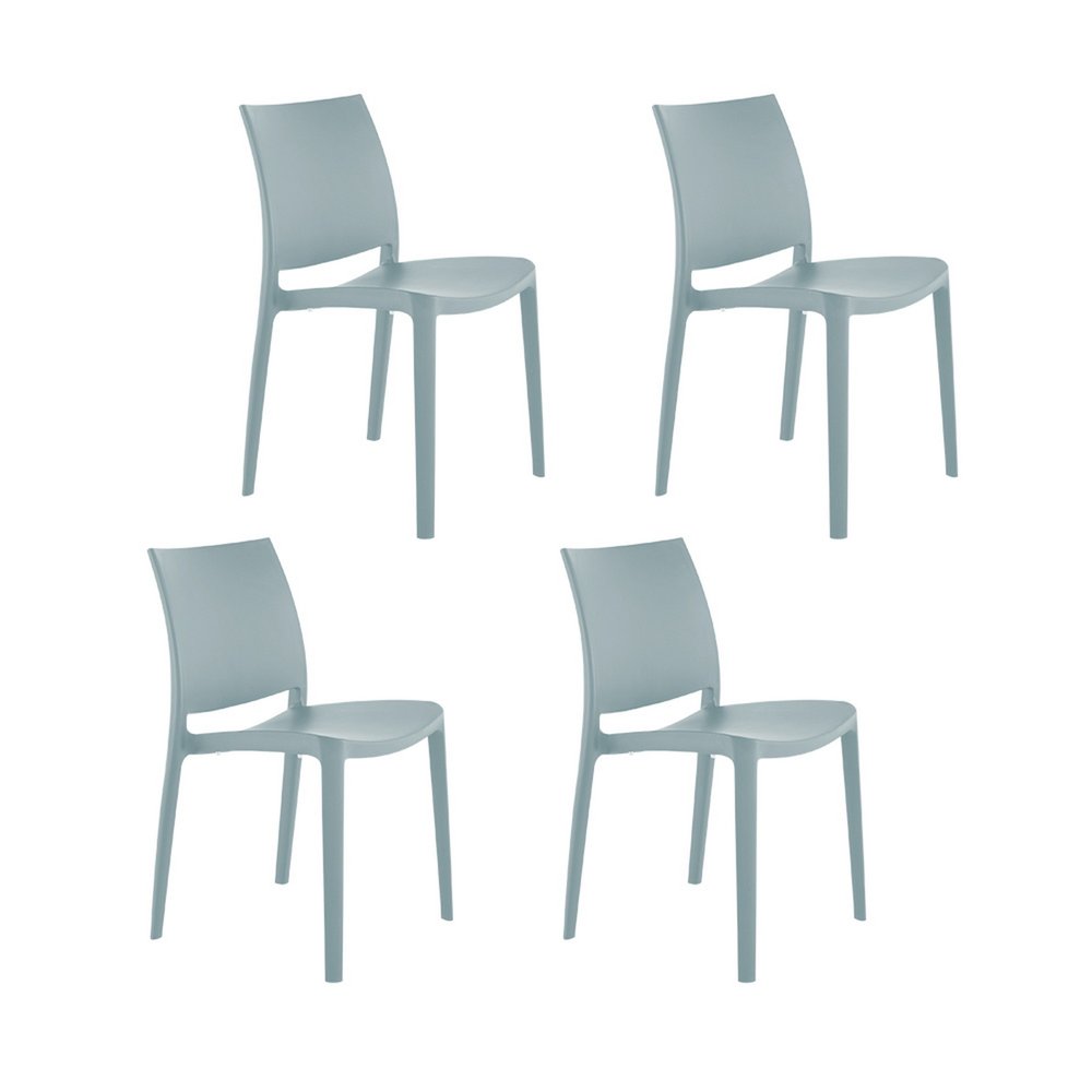4-Piece Baby Blue Heavy-Duty Plastic Outdoor Patio Stacking Dining Chair Set