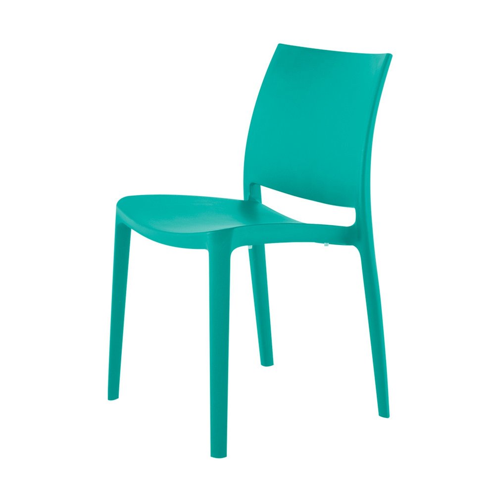 4-Piece Turquoise Heavy-Duty Plastic Outdoor Patio Stacking Dining Chair Set