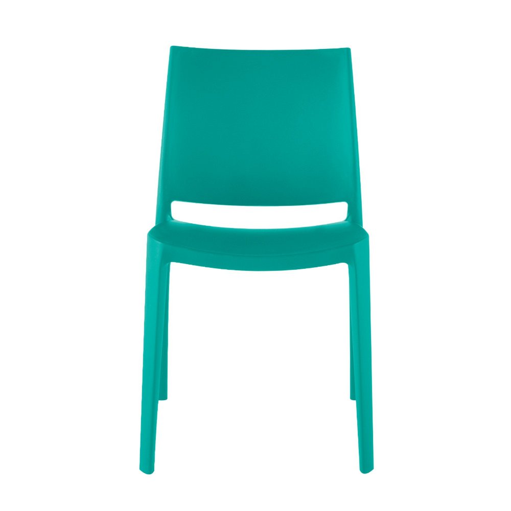 4-Piece Turquoise Heavy-Duty Plastic Outdoor Patio Stacking Dining Chair Set