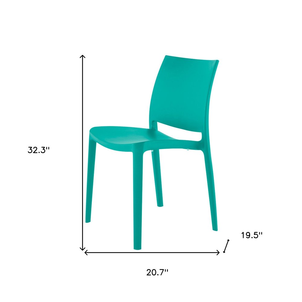 4-Piece Turquoise Heavy-Duty Plastic Outdoor Patio Stacking Dining Chair Set