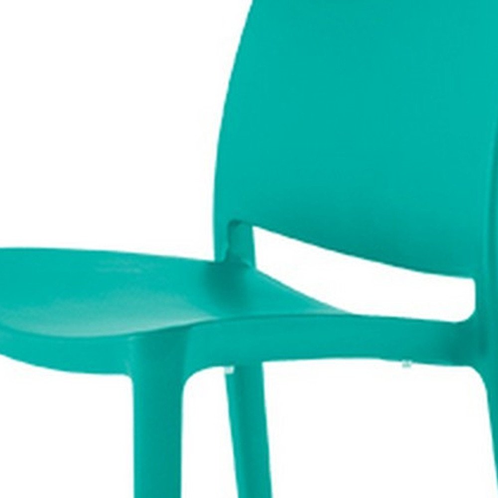4-Piece Turquoise Heavy-Duty Plastic Outdoor Patio Stacking Dining Chair Set