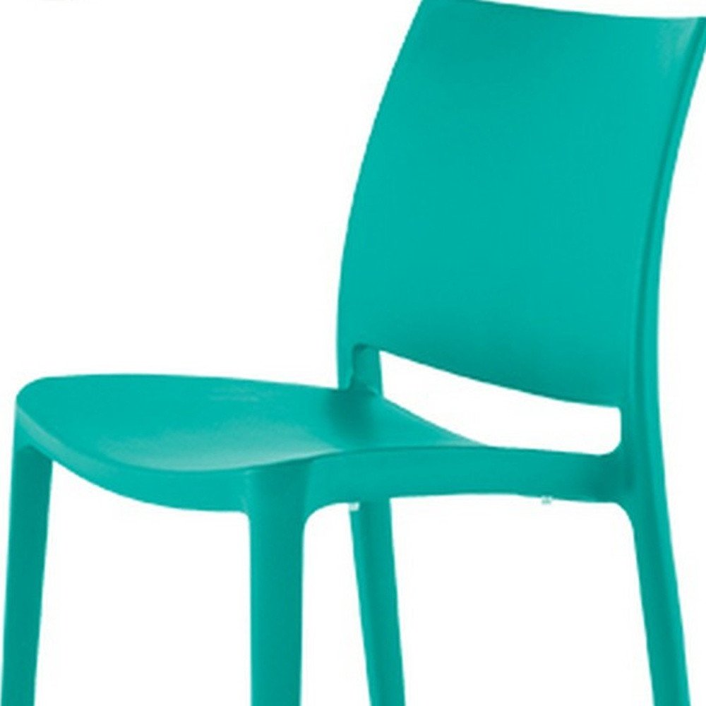 4-Piece Turquoise Heavy-Duty Plastic Outdoor Patio Stacking Dining Chair Set