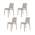 4-Piece Taupe Heavy-Duty Plastic Outdoor Patio Stacking Dining Chair Set
