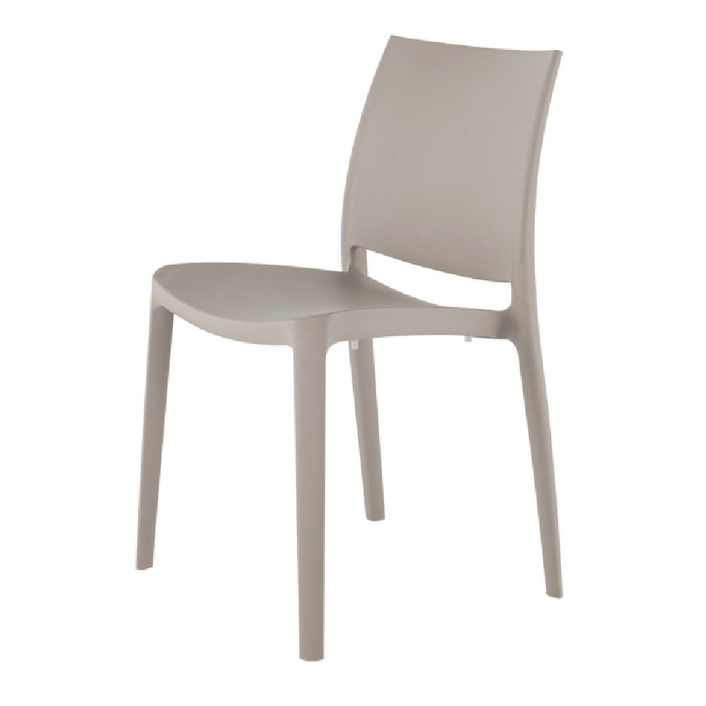4-Piece Taupe Heavy-Duty Plastic Outdoor Patio Stacking Dining Chair Set