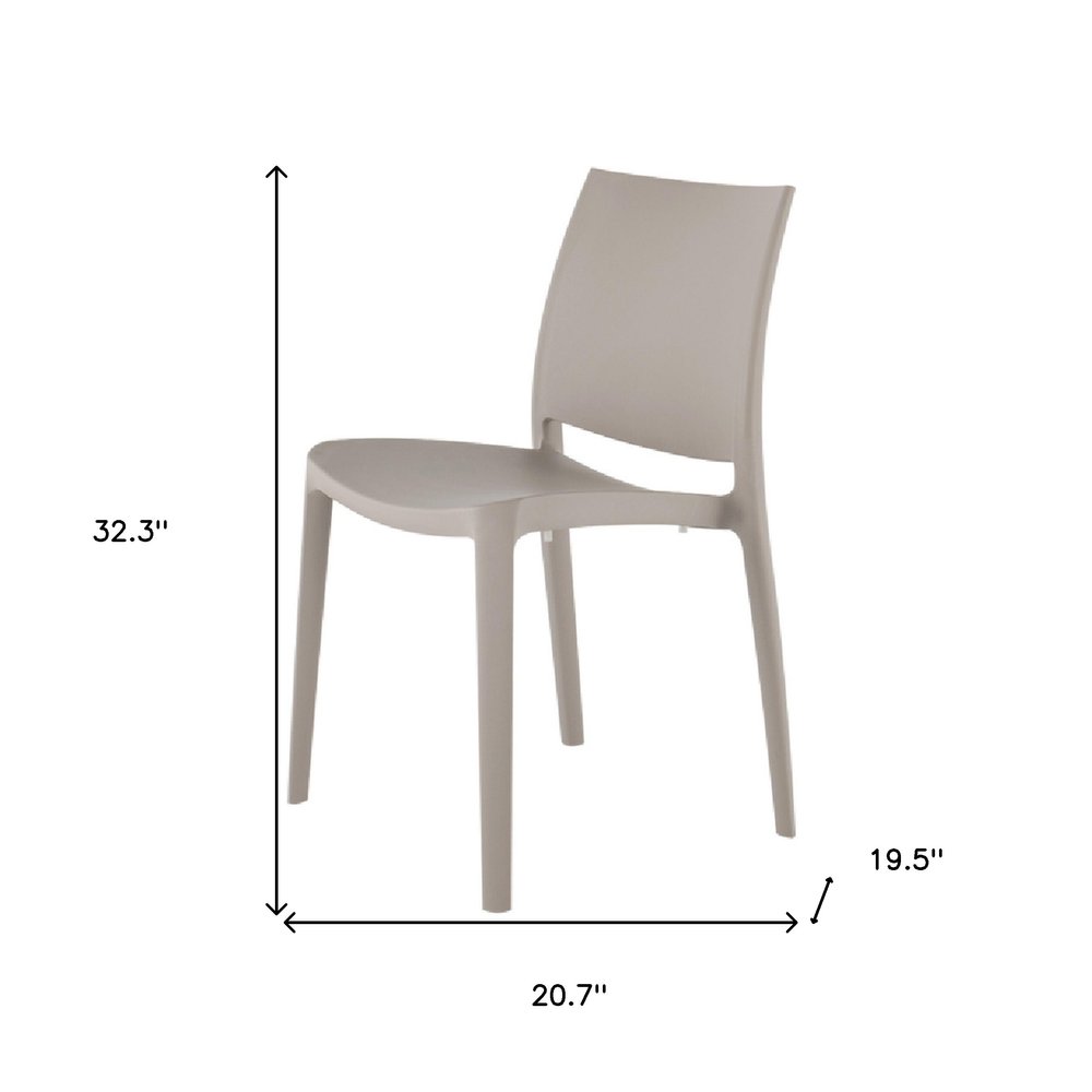 4-Piece Taupe Heavy-Duty Plastic Outdoor Patio Stacking Dining Chair Set